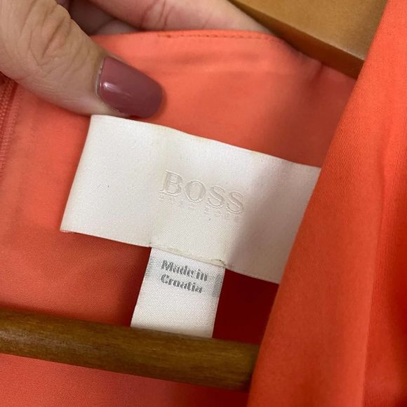 BOSS by Hugo Boss | Coral Pink Shift Dress w/ Belt - Picture 4 of 6